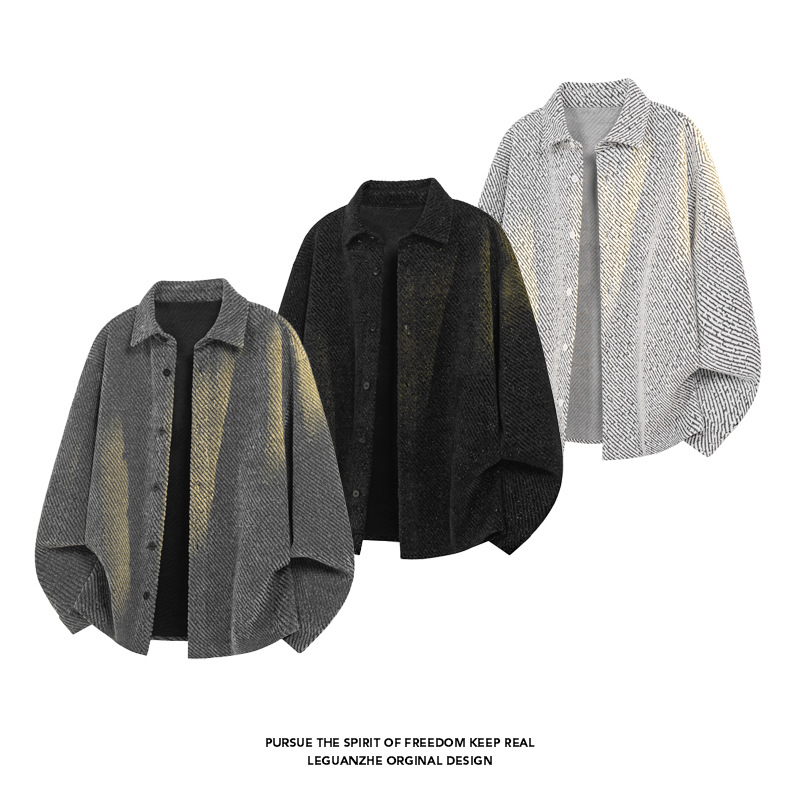 Langärmliges Hemd aus Chenille mit Struktur für Herren, Herbststil, Chanel-inspiriertes Hemd, Strickjacke_voghion.com
