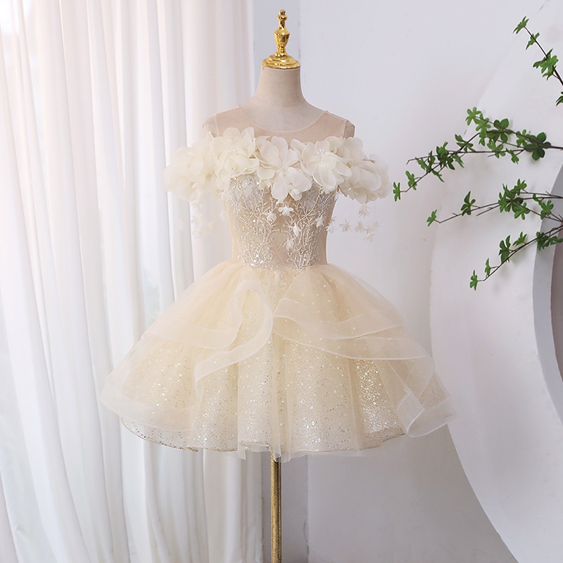 New Strapless Waist-Cinching Miniskirt 2025 New Fairy Dress Heavy-Duty Birthday Dress Adult Ceremony Small Dress