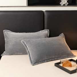 三只松鼠 加厚双面牛奶绒枕套 水晶绒枕套 保暖枕头套