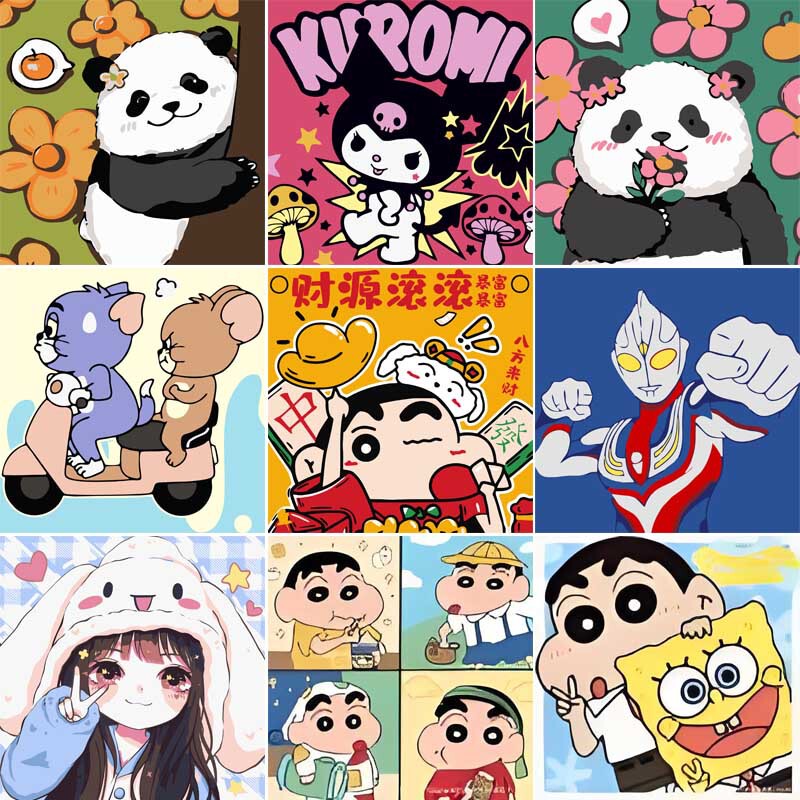 新款diy数字油画填色儿童手工绘可爱动漫油彩画填充装饰画批发|undefined
