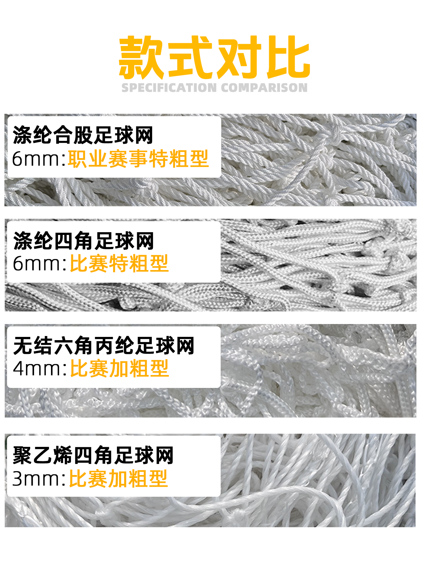 ➺足球加粗球网标准五人制比赛球门网七人制十一人制龙门架足球球
