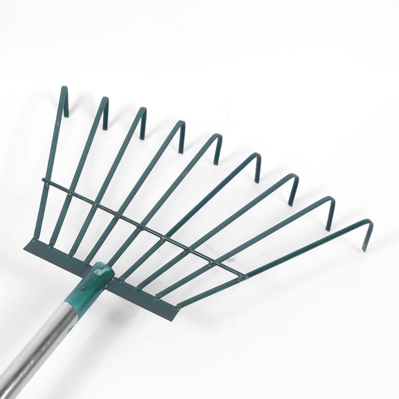 Iron Rod Nine-Tooth Cultivator Hoe, Agricultural Grain Cultivator, Sanitation and Garden Waste Leaf Rake