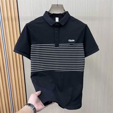夏季韩版条纹短袖polo衫男士潮牌休闲时尚翻领T恤青年衬衣商务风
