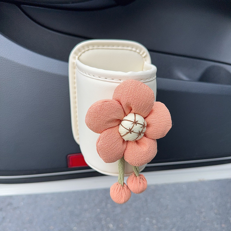 Car cup holder/beverage holder — Qìchē Side Drink Rack - orange-sunflower-beige-cup-storage-bucket