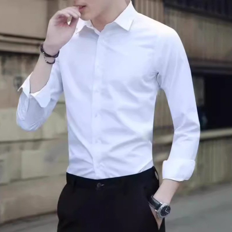 2026 Autumn New Solid Color Versatile Long Sleeve Shirt for Men Business Casual Shirt Professional Formal Wear Korean Style Slim Fit Trendy