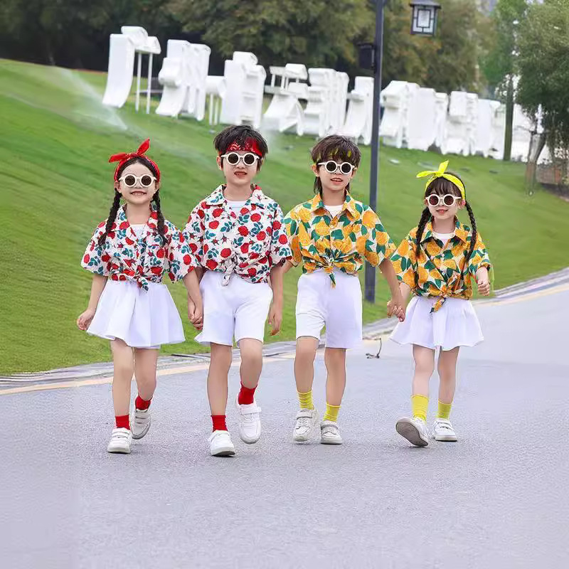 어린이 치어리더 의상 유치원 컬러 반팔 초등학교게임 개막식 공연 의상