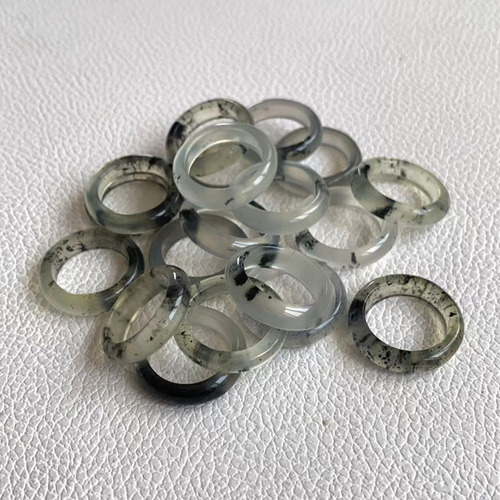 Natural jade ink floating flower jade ring male and female couple Xiu jade ring 1.6 to 2 cm ring ring