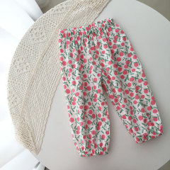 Sunscreen Knit Children's Summer Air Conditioning Pants Retro Anti-Mosquito Pants High-Waist Hemmed Versatile Korean Version New Casual Pants