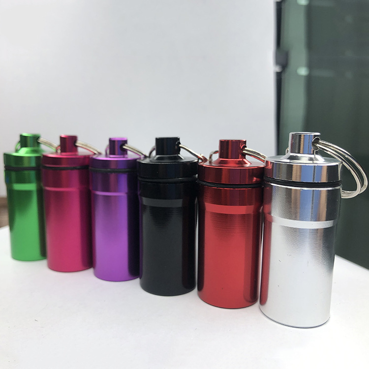 茶叶罐耳塞罐挂件户外时尚铝合金钥匙扣药筒圆形便携式急救小药瓶