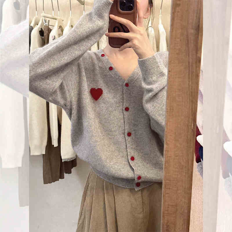 韩系v领短款开衫毛衣外套女2025秋季刺绣撞色针织衫长袖休闲上衣