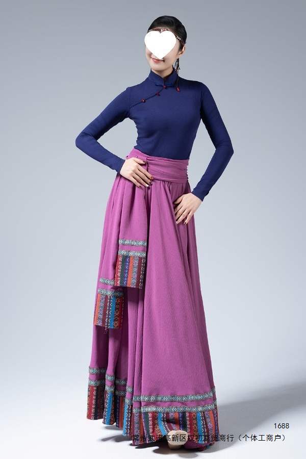 New Tibetan dance performance skirt/long skirt, performance costume, art exam top, practice Tibetan ethnic square performance