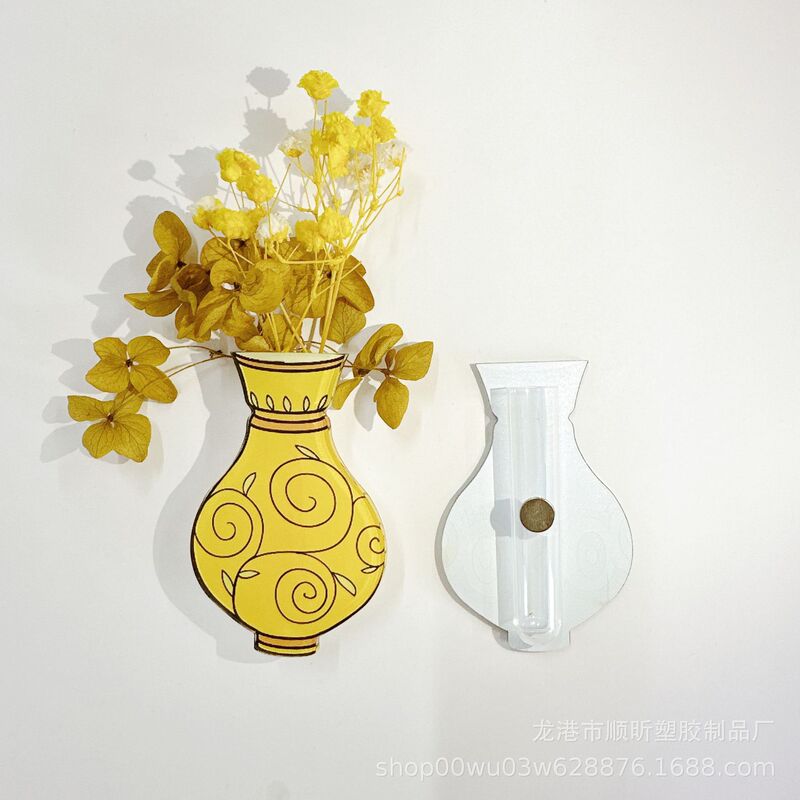 花瓶冰箱贴迷你手工亚克力通透搭配玻璃小试管注水插花磁力冰箱贴|undefined