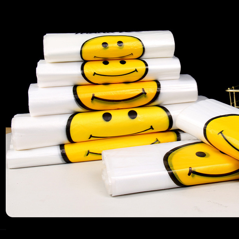 Thickened Smiling Face vest bag plastic bag fruit and vegetable take-out packing bag supermarket shopping bag smiley face vest bag