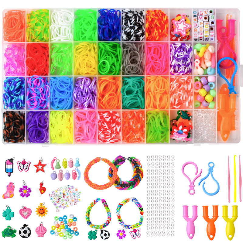 36-Grid Loom Rubber Bands | Rainbow Braiding Tool Rubber Bands | DIY Educational Kids' Toy for Crafting Bracelets