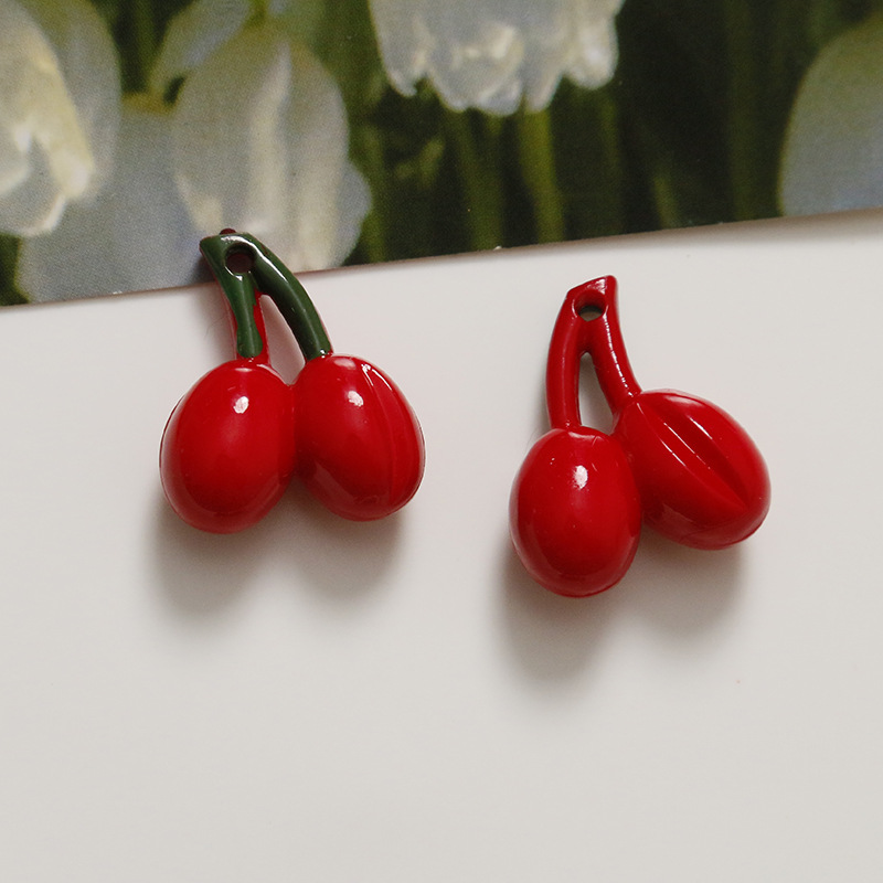 2g Weight Pendant Jewelry Making Type 20*20mm Jewelry Making Size DIY Jewelry Accessories Classification 1 Piece Quantity Acrylic Material Cherry Pattern Cute Style 1 Piece 20*20mm Arylic Cherry Pendant 7