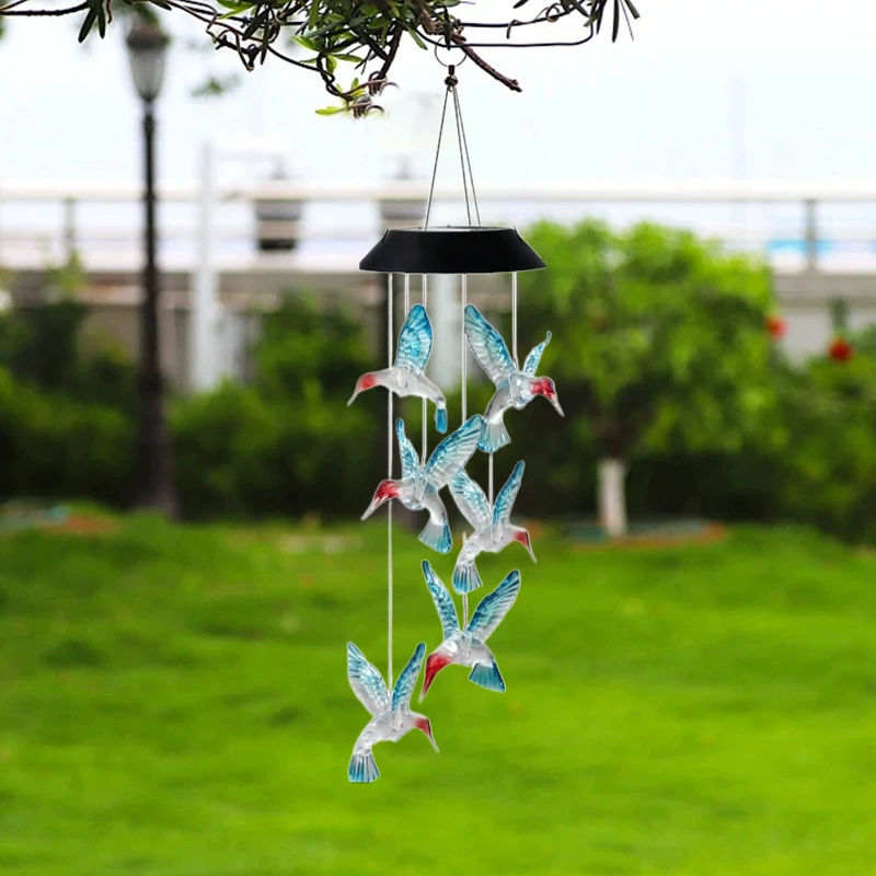 Новый уличный солнечный колибри Wind Chime лампа двор цветная атмосфера декоративная лампа кемпинг водонепроницаемая цветная LED-лампа