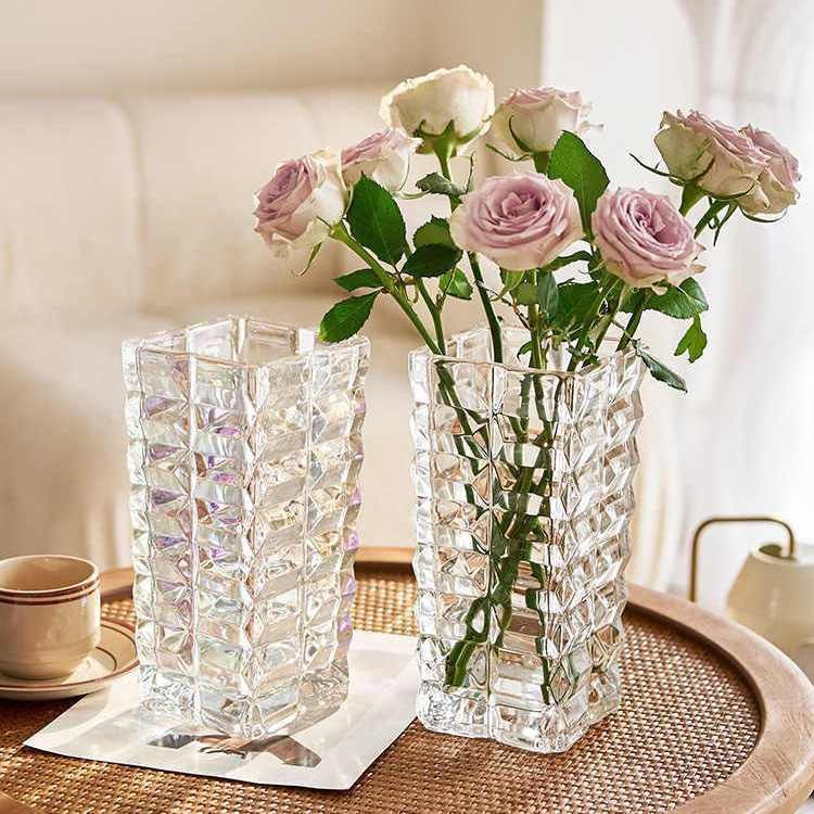 Florero de cristal pequeño arreglo de flores transparente decoración hidropónica Luz de lujo sala de estar de alta gama flores de celebridades en línea de alto grado