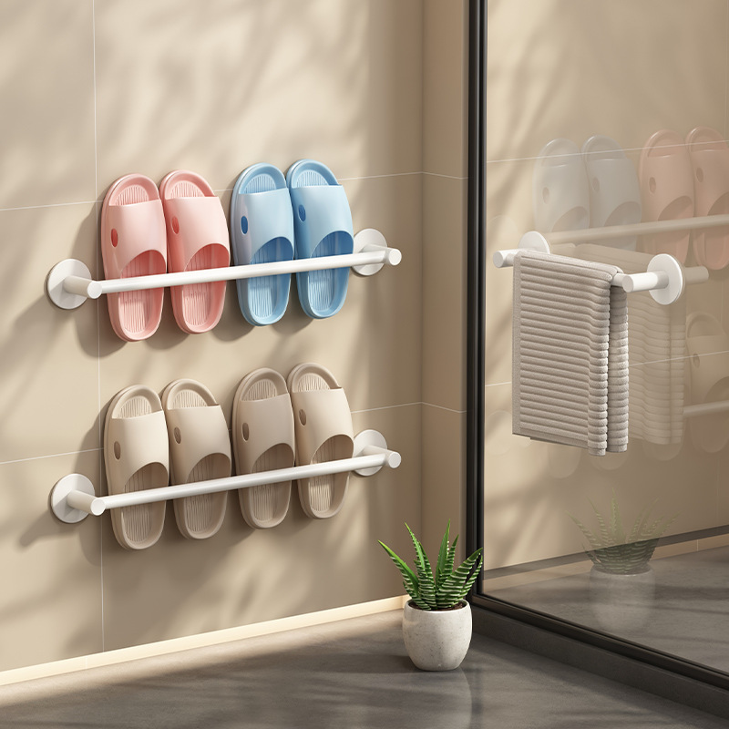 White bathroom Slipper rack bathroom punch-free space aluminum toilet wall-mounted draining rack shoes storage rack