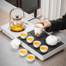 新中式万里山河月白茶盘茶具套装一壶六杯小茶具可家用一件代发