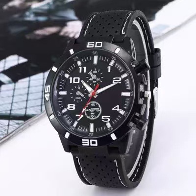 Foreign Trade Popular Three-Eye Digital Sports Men's Watch Car Line Strap Plastic Student Personalized Watch Manufacturer Wholesale