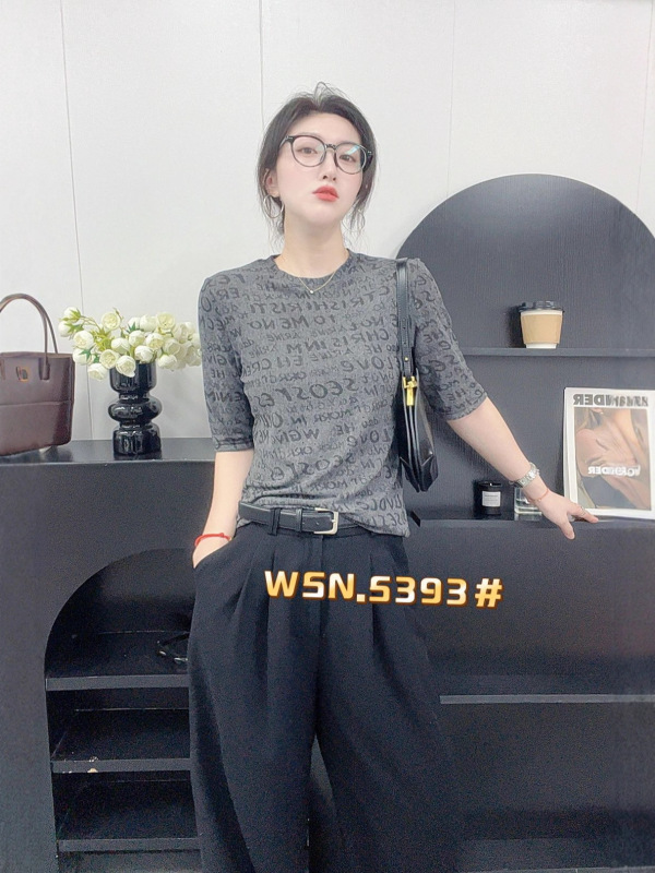 2025早秋新款休闲套头圆领女装上衣T恤5393|undefined