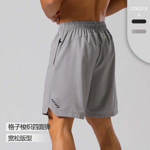 New woven four-way elastic sports shorts for men's running fitness five-point pants breathable quick-drying loose large size training pants