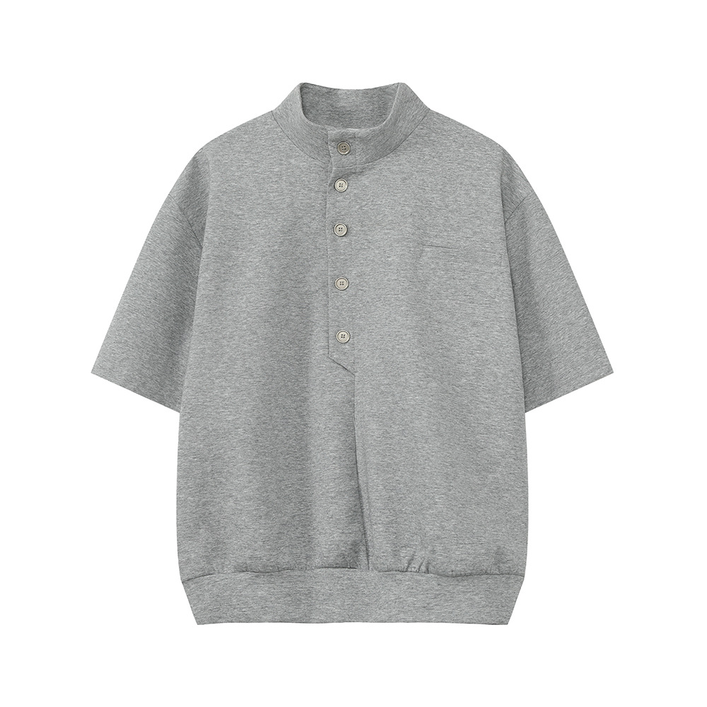 MTLCLOTHES para hombre | Coreano simple espacio botón de algodón cuello alto color sólido casual todo fósforo traje deportivo de moda