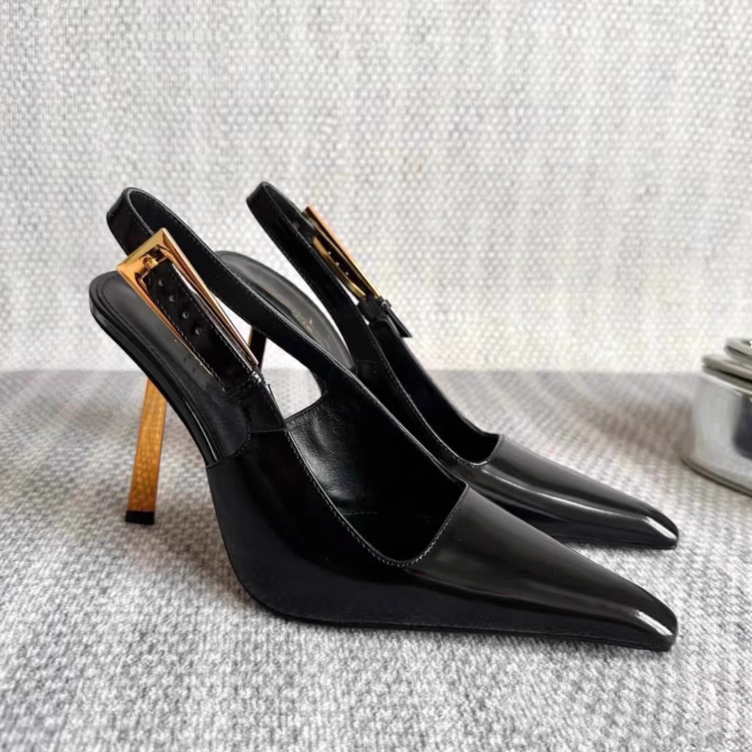 Sexy stockings wear high heels women's new patent leather 6CM gold heel sandals summer dress wear 9CM sandals_voghion.com