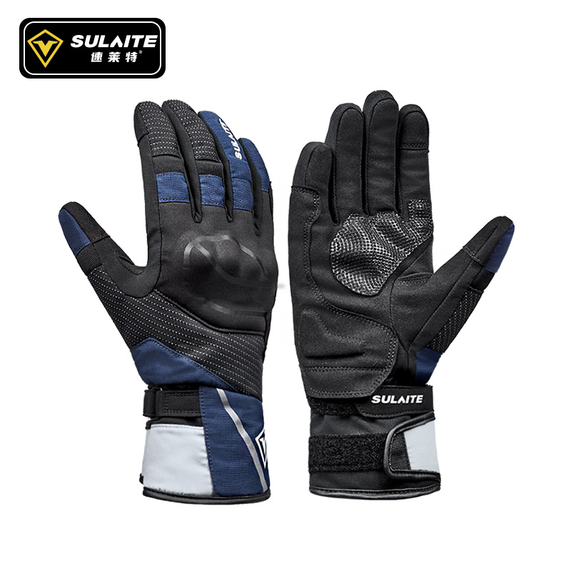 Sulaite Motorcycle Riding Gloves, Anti-Fall, Windproof, Winter Motorcycle Gloves, Fleece-Lined, Warm Rider Gloves
