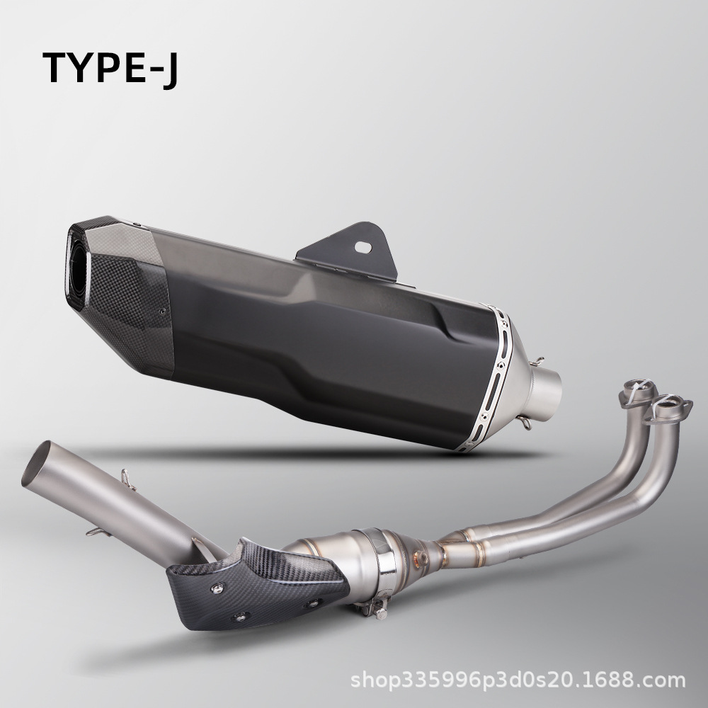 Motorcycle Exhaust Modification T-Max560 Stainless Steel Front Section with Carbon Fiber Anti-Scalding Cover + K198 Carbon Fiber Tail Section