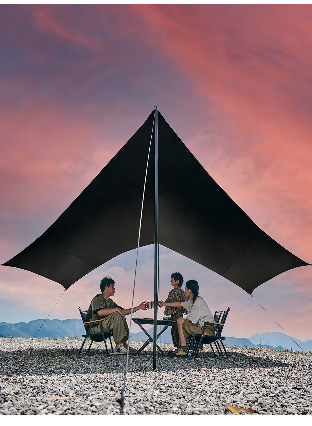 Urbanwave black vinyl canopy tent outdoor black-style camping equipment sun protection butterfly-shaped sunshade
