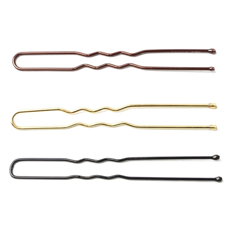 Europeo y Americano en forma de U clip de la cabeza de la bola pin tocado negro estudio updo herramienta en forma de U de horquilla de clip de acero fijo