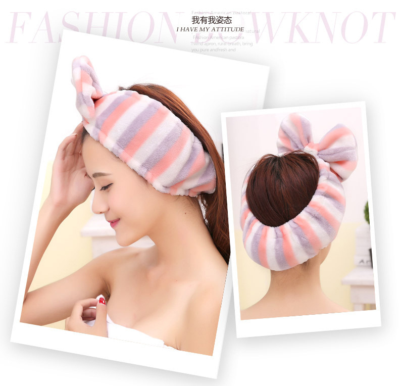 Amazon nuevo estilo bolsa de oreja de terciopelo coral banda de pelo femenino lavado de la cara belleza banda de pelo europeo y americano de gran tamaño arco accesorios para el cabello