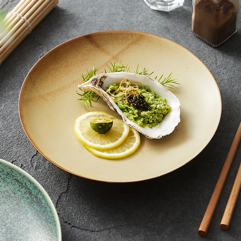 Yishanhe Plato de cocina de cerámica para el hogar nórdico original Plato de cena occidental Plato de bistec Plato de cambio de horno Plato de desayuno Plato plano