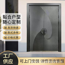 铸铝门双开门别墅大门自建房进户门精雕铸铝门家用对开门仿铜门