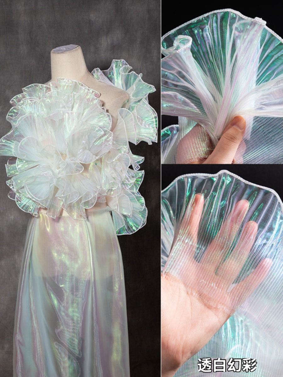 钉珠珍珠花边辅助料欧根纱褶皱荷叶边丝带辅料网纱花束包花装饰