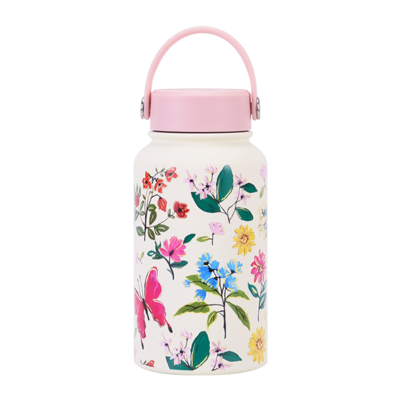 Nueva transfronteriza 650ml taza de vacío de boca ancha portátil de vacío niños estudiante deportes hervidor de agua de impresión al aire libre taza