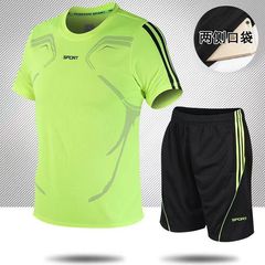 夏の新しいランニングフィットネス通気性速乾スポーツスーツメンズショートパンツ半袖Tシャツカジュアル2点セット薄手