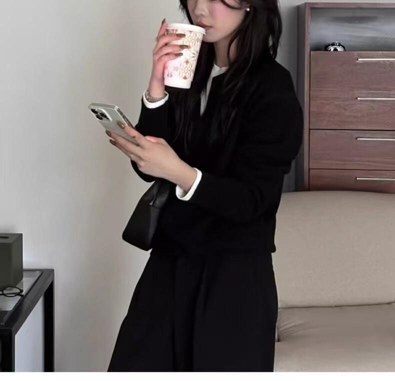 女款100纯羊毛衫半开翻领毛衣秋冬新款经典纯色休闲日常风套头衫|undefined