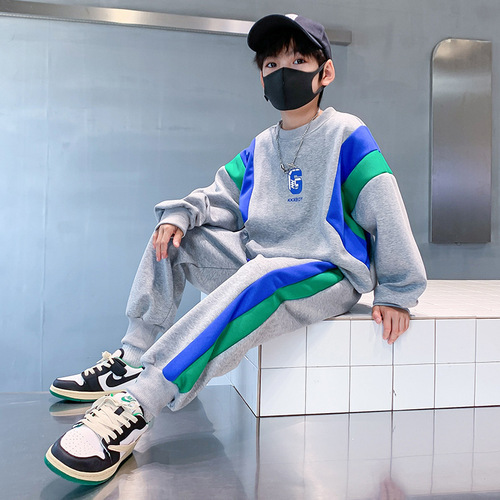 Boys' Autumn Sports Suits Trendy  New Boys and Big Children's Spring and Autumn Fashionable and Handsome Children's Autumn Children's Clothing Cool