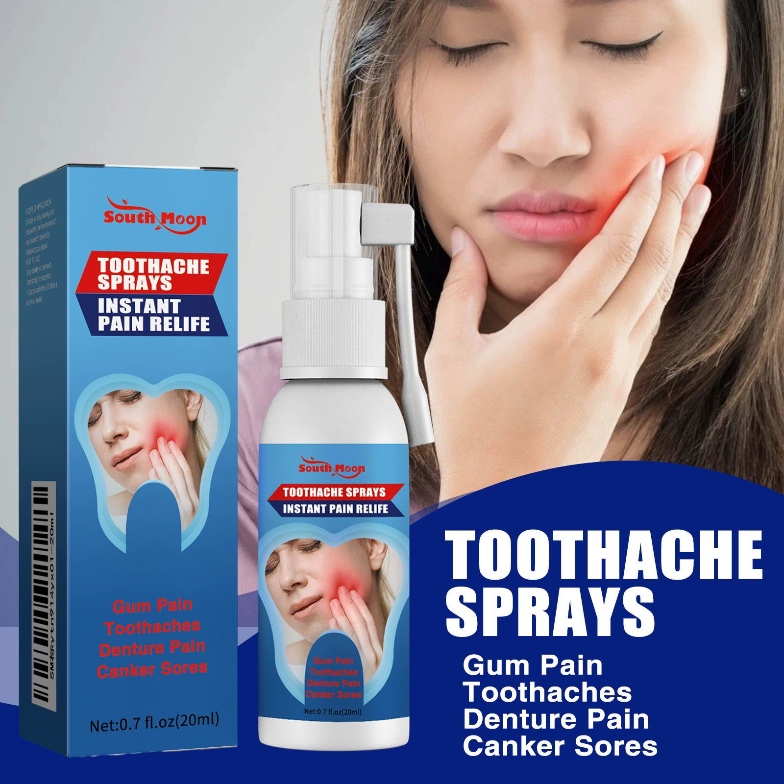 Спрей для освежения полости рта SOUTH MOON: отбеливание и свежесть зубов, мягкий отбеливающий спрей для полости рта
