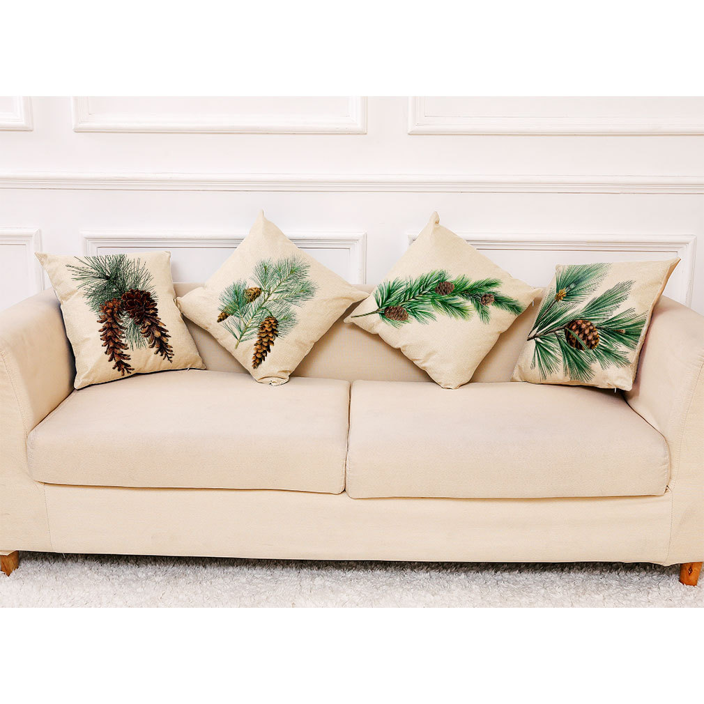 亚马逊 新款艺术松果棉麻抱枕套 汽车靠垫办公室午睡抱枕厂家直销