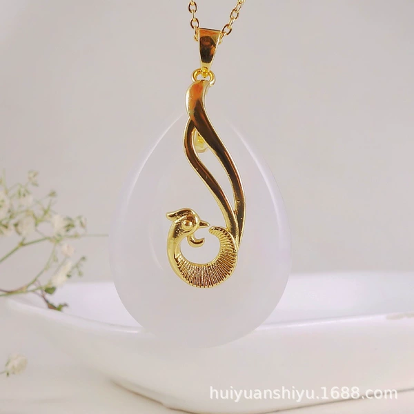 Style 12 Golden Jade Hollow Phoenix 35*24*7MM