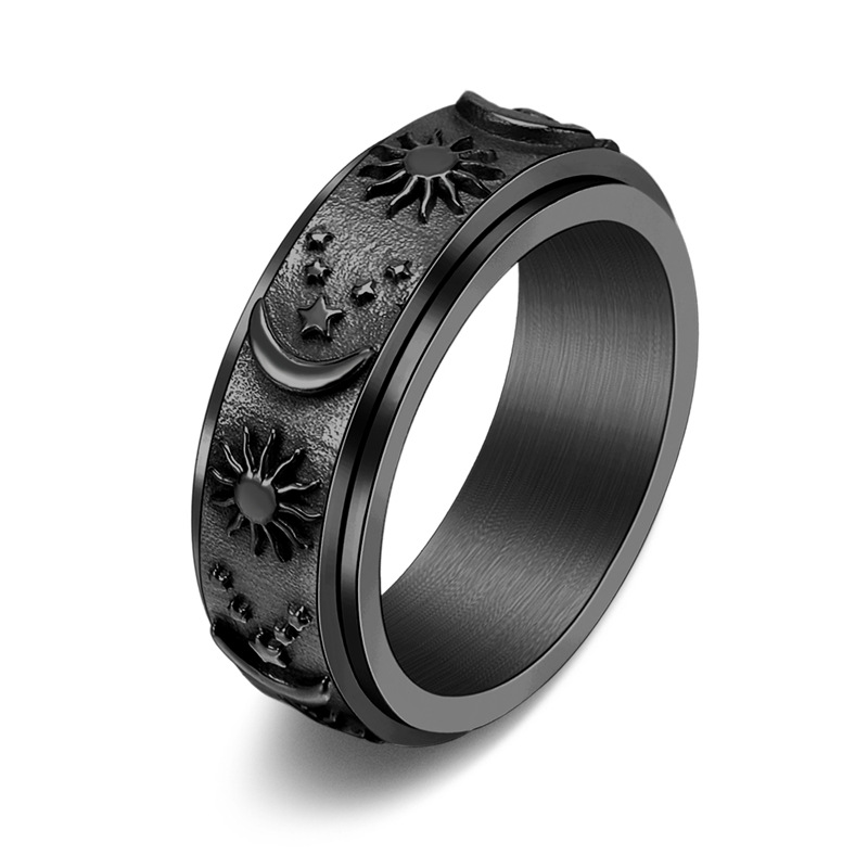 Fashion Sun Moon Titanium Steel Plating Rings display picture 3