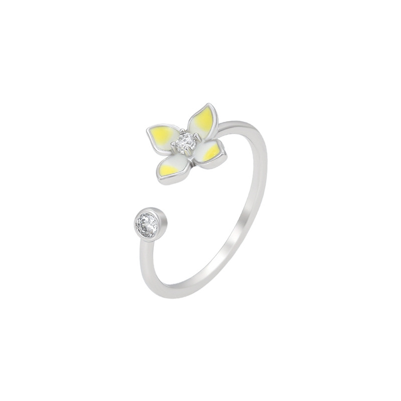 Xuping serie de goteo de moda simple flor abierta anillo de aleación de cobre chapado blanco temperamento dulce anillo al por mayor