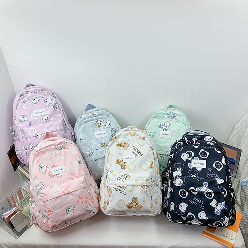 韩版复合布双肩包女背包中学书包 户外休闲旅行多功能大容量背包