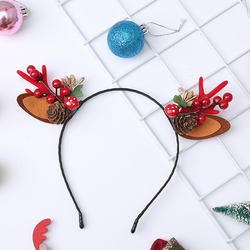 Navidad tocado diadema Nueva simulación Antler diadema Navidad diadema niños flor tocado DIY Navidad tocado