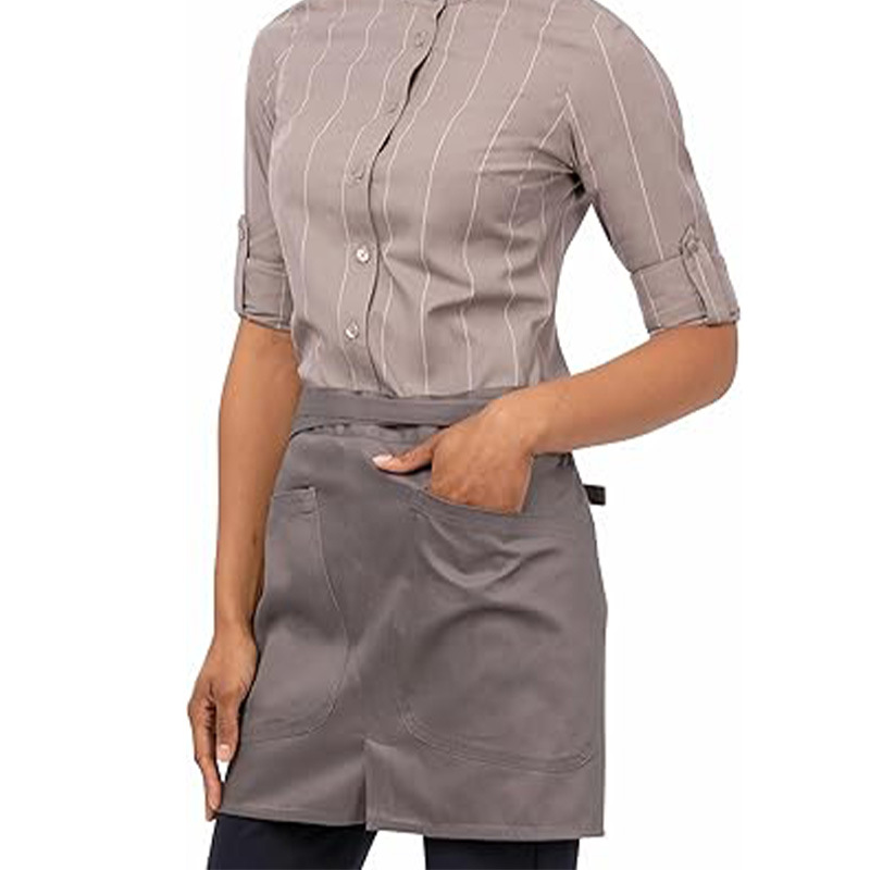 Amazon crossover nuevo delantal corto de media longitud abierto restaurante camarero ropa de trabajo hogar cocina delantal algodón