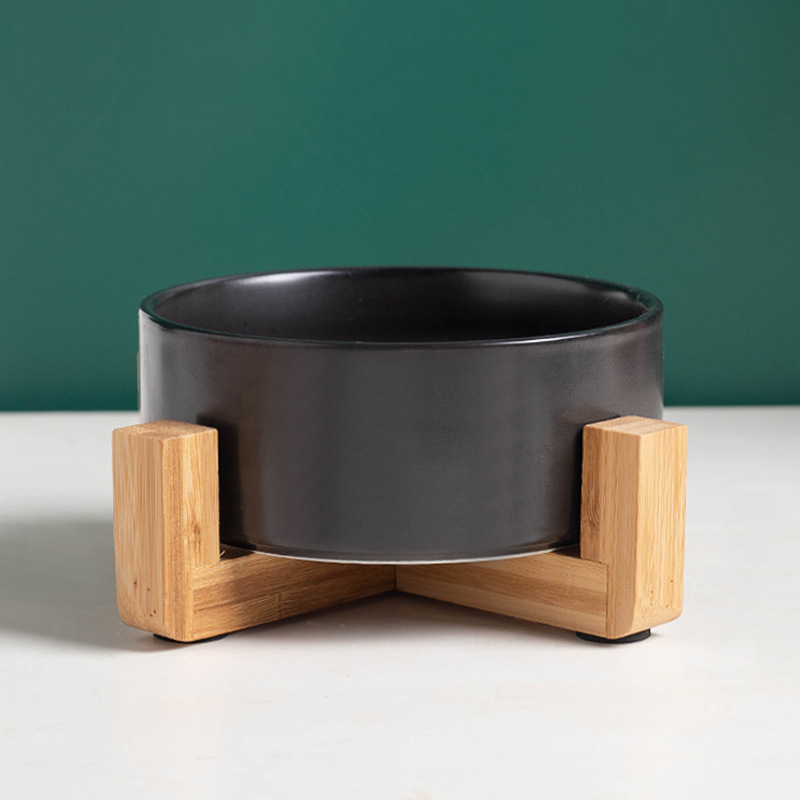 Tazón recto negro + tazón único de madera