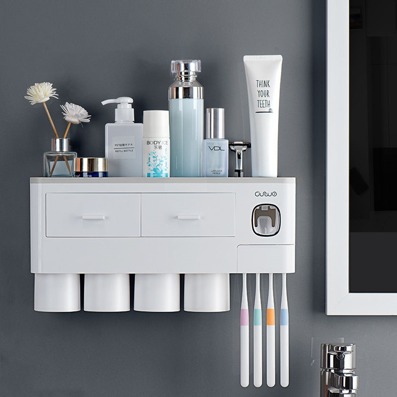 Hot-selling toothbrush rack, no punching mouthwash cup, brushing cup, wall-mounted bathroom toothbrush holder, tooth cylinder set